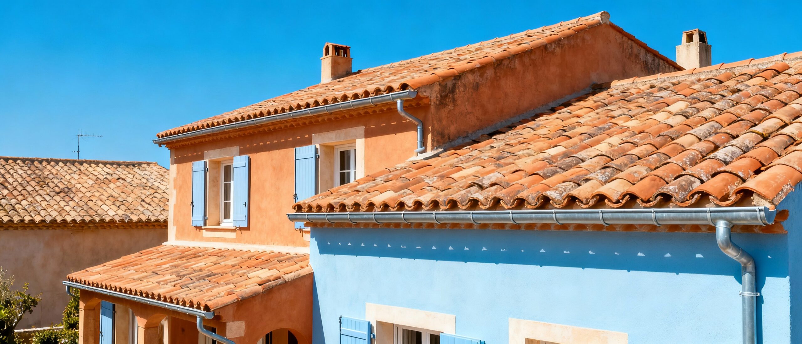 Maison familiale provençale avec toiture en tuiles traditionnelles parfaitement isolée